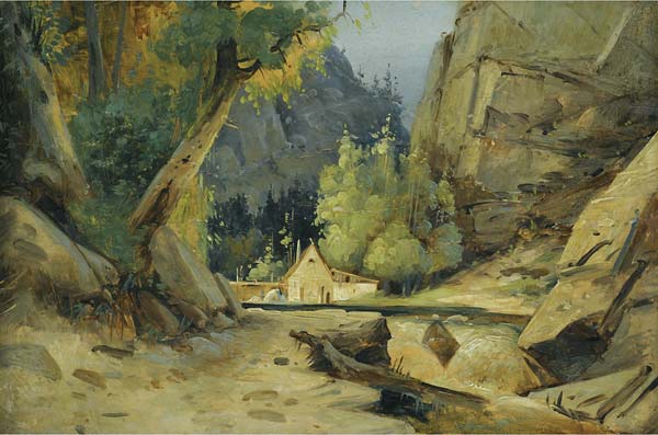 Mill in a valley - Click Image to Close