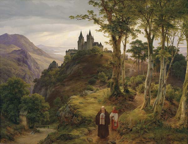 Romantische Landschaft mit Klosteranlage - Click Image to Close