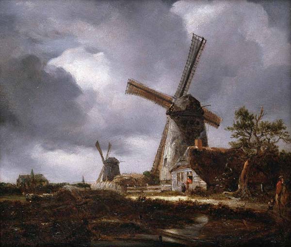 Landscape with Windmills near Haarlem, after Jacob van Ruisdael - Click Image to Close