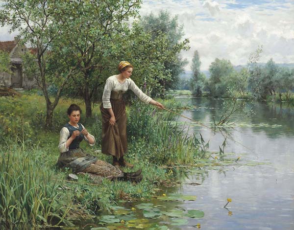 Two Women Fishing - Click Image to Close