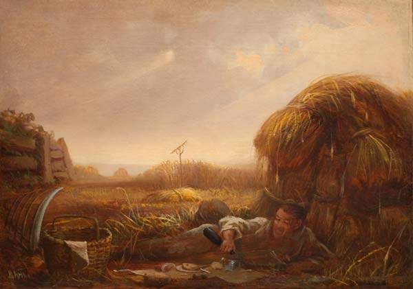Man Eating in a Field - Click Image to Close