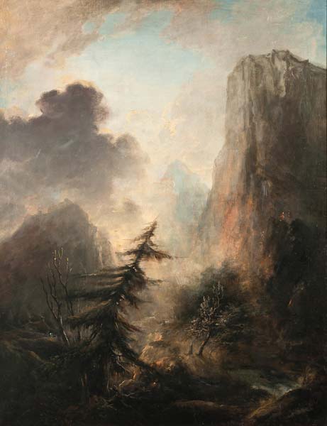 Romantic Landscape with Spruce - Click Image to Close