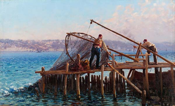 Fishermen Bringing in the Catch - Click Image to Close