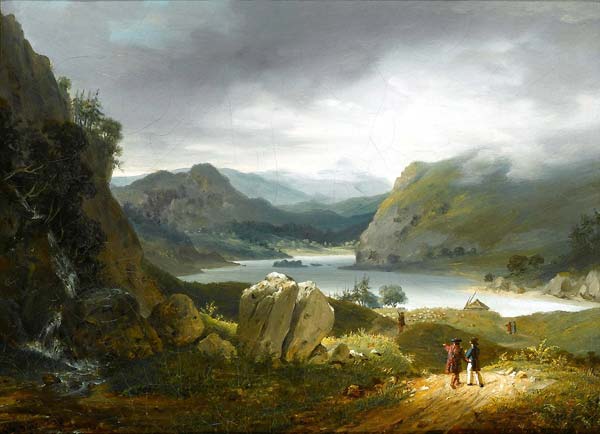 A View of Loch Lomond, Scotland, with Figures on a Path in the F - Click Image to Close