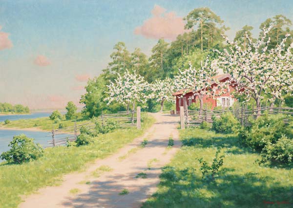 Summer landscape with house - Click Image to Close