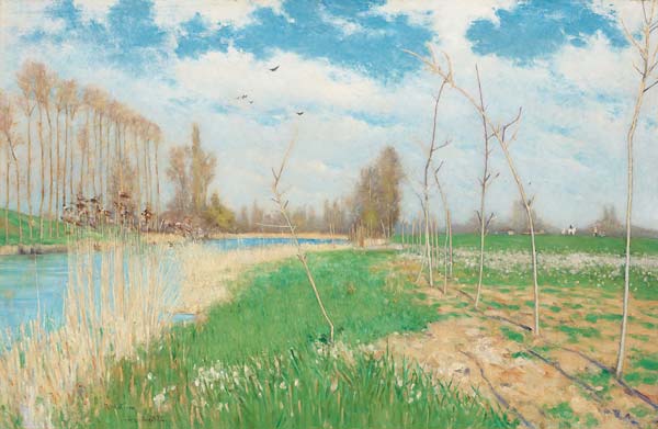 Spring in April by the river Loing - Click Image to Close