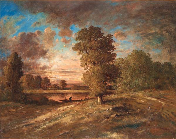Landscape with sunset - Click Image to Close