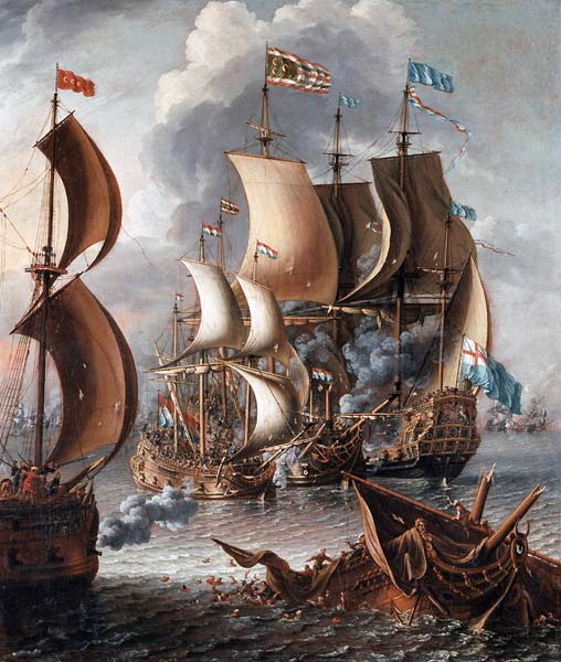 A Sea Fight with Barbary Corsairs - Click Image to Close