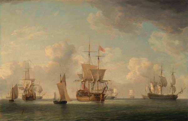 Charles Brooking English Ships Under Sail in a Very Light Bree - Click Image to Close
