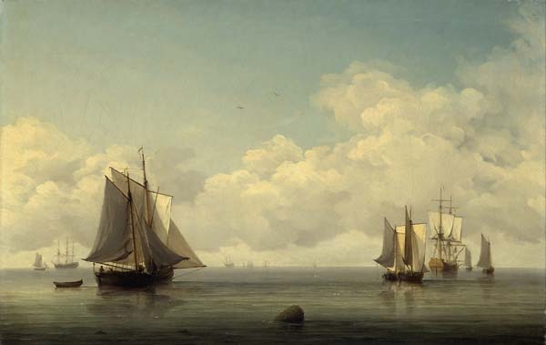 Charles Brooking Fishing Boats in a Calm Sea - Click Image to Close