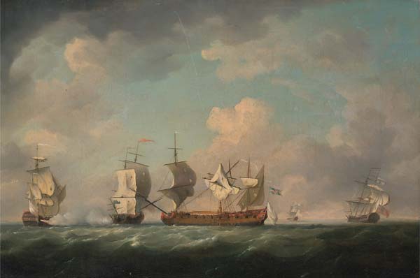 Charles Brooking The Capture of the Marquis d'Antin and the - Click Image to Close