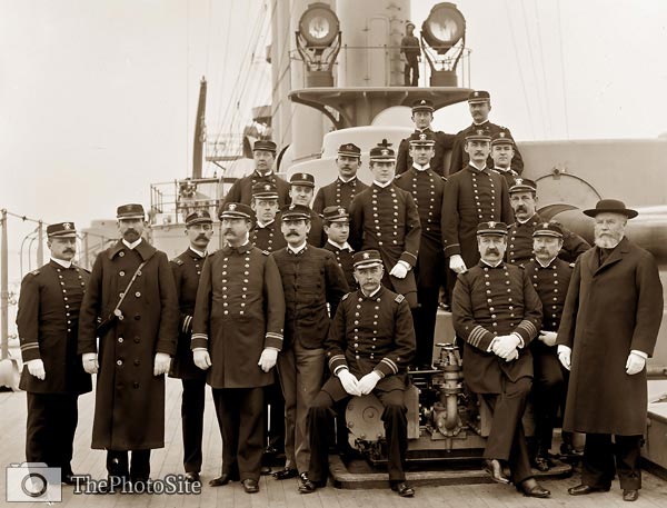 U.S.S. Brooklyn, Captain Francis Augustus Cook and officers - Click Image to Close