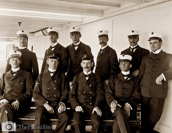 USS Solace Hospital Ship. Apothecaries and nurses 1898 - Click Image to Close