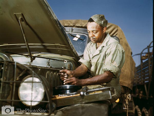 African American mechanic, motor maintenance 1942 - Click Image to Close