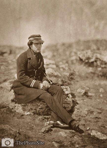 Commander Maxse seated on a rock, Crimean War - Click Image to Close