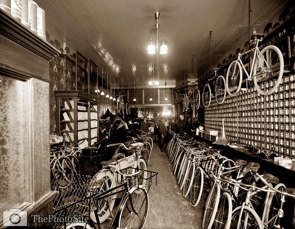 Bicycle shop, Detroit, Michigan early 20th century - Click Image to Close