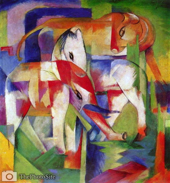 Elephant, horse, cattle winter Franz Marc - Click Image to Close