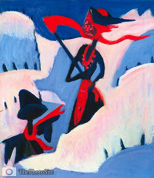 Witch and scarecrow in the snow Ernst Ludwig Kirchner - Click Image to Close