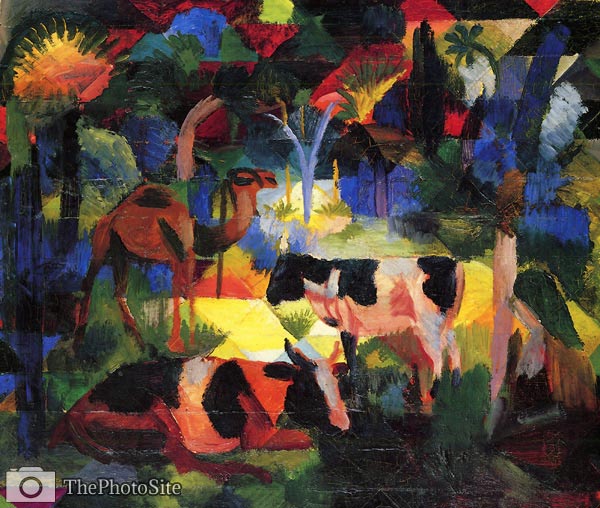 Landscape with Cows and a Camel August Macke - Click Image to Close