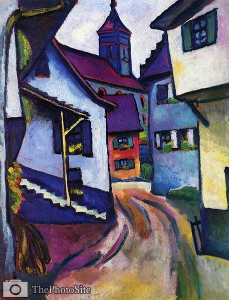 Street with Church in Kandern August Macke - Click Image to Close
