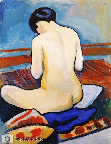 Sitting Act with Cushions August Macke - Click Image to Close