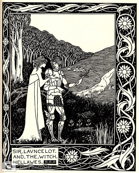 Sir launcelot and the witch hellawes, Aubrey Beardsley - Click Image to Close