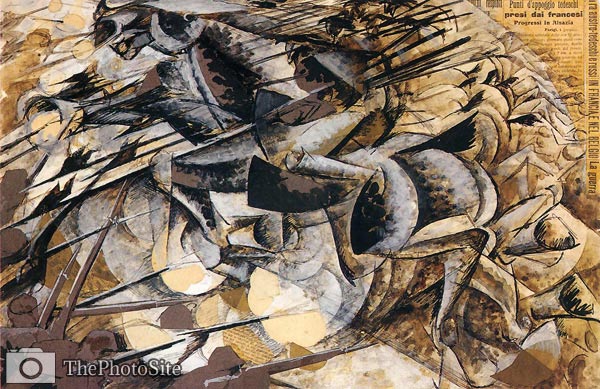 The charge of the lancers 1915 by Umberto Boccioni - Click Image to Close