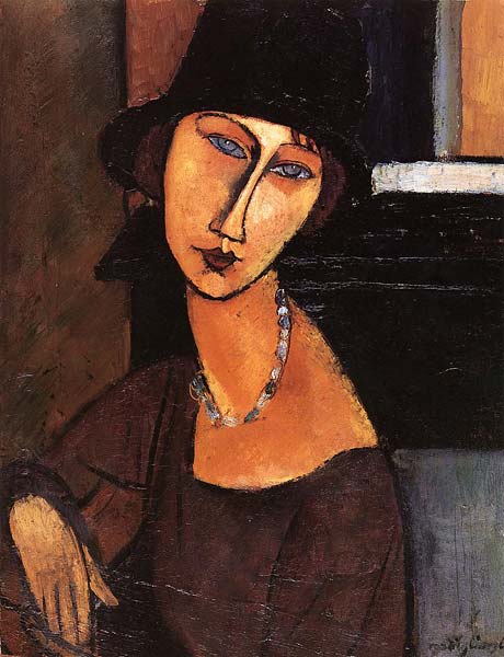 jeanne hebuterne with hat and necklace 1917 - Click Image to Close