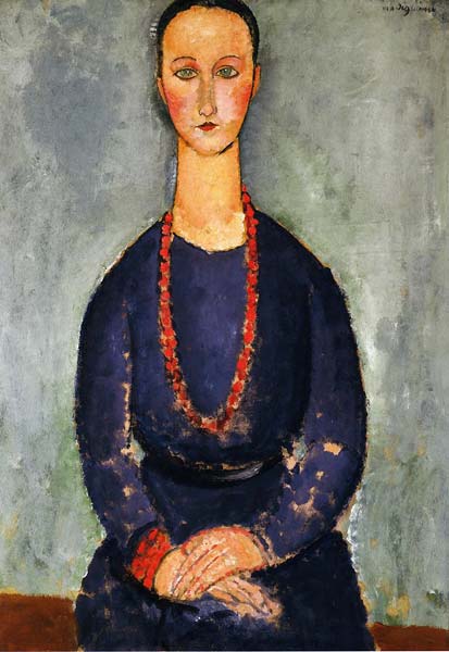 woman with a red necklace 1918 - Click Image to Close