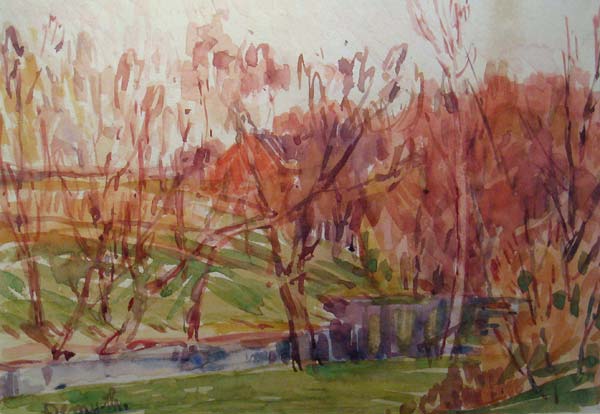 Landscape with Stream and Trees - Click Image to Close