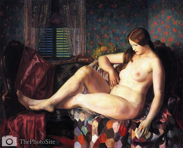 Nude with Hexagonal Quilt by George Bellows - Click Image to Close