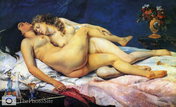 The two girlfriends - Gustave Courbet - Click Image to Close