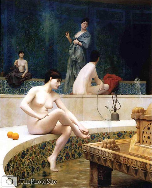 The Harem Bathing Jean-Leon Gerome - Click Image to Close