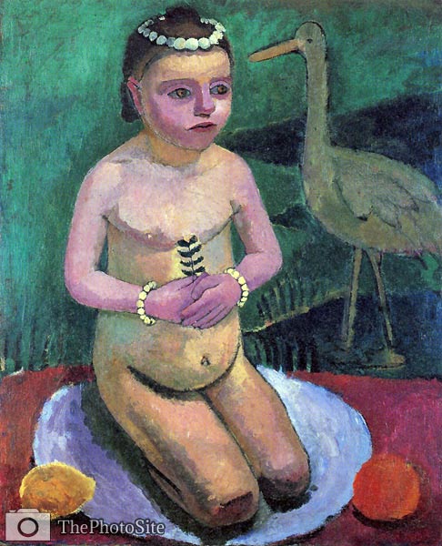 Kneeling girl with stork Paula Becker Modersohn - Click Image to Close