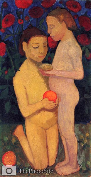 Two nudes of children Paula Becker Modersohn - Click Image to Close