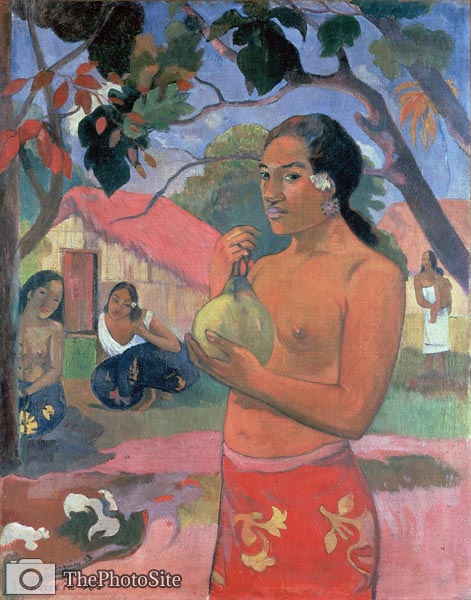 Woman Holding a Fruit (Eu haere ia oe) Paul Gauguin - Click Image to Close
