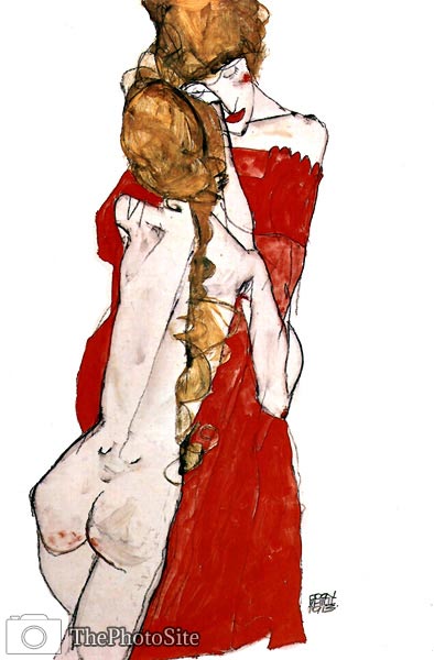 Mother and daughter Egon Schiele - Click Image to Close