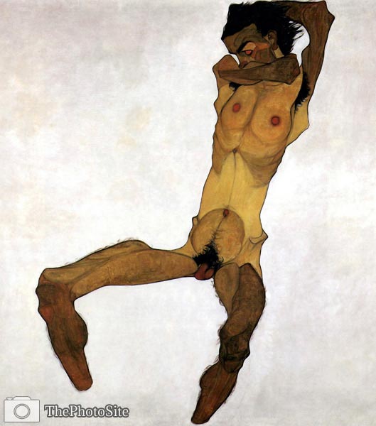 Sitting, nude male Egon Schiele - Click Image to Close