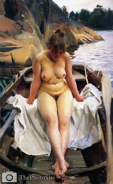 In Werner's Rowing Boat Anders Zorn - Click Image to Close