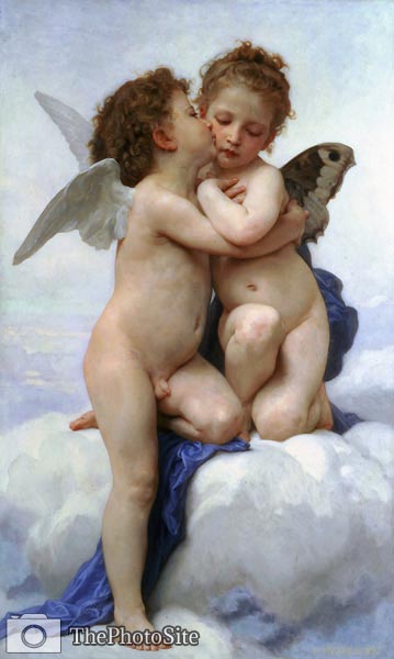 First kiss (L'Amour et Psyche) William-Adolphe Bouguereau - Click Image to Close