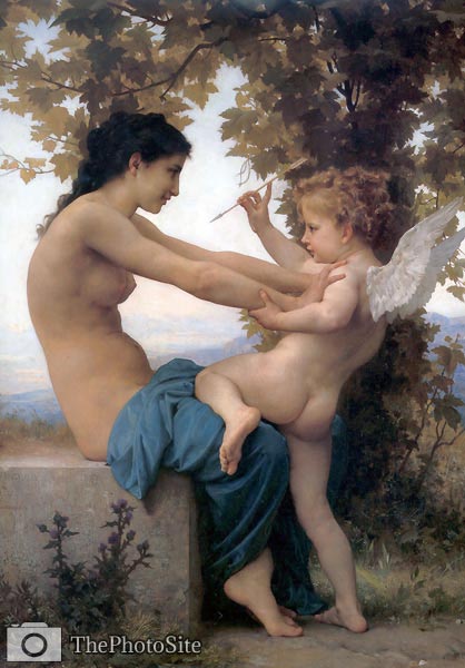 A young girl defending herself against Eros William-Adolphe Boug - Click Image to Close