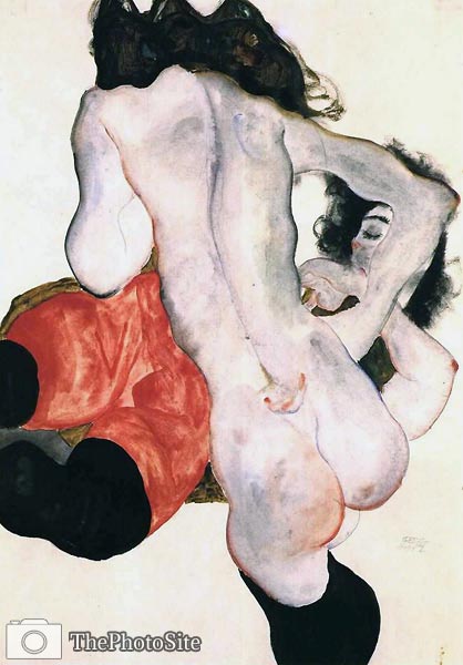 Liegende Frau mit roter Hose und weiblicher Akt Egon Schiele - Click Image to Close