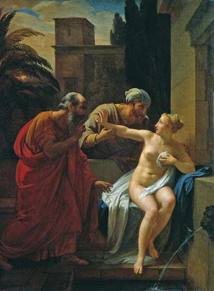 Susanna overtaken unawares by old men in bath - Click Image to Close
