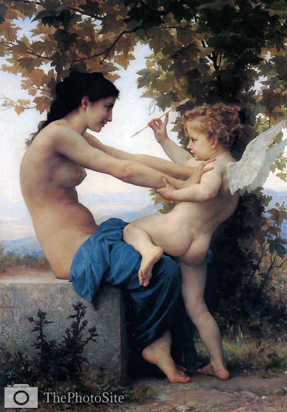 Girl defending herself against love William Adolphe Bouguereau - Click Image to Close