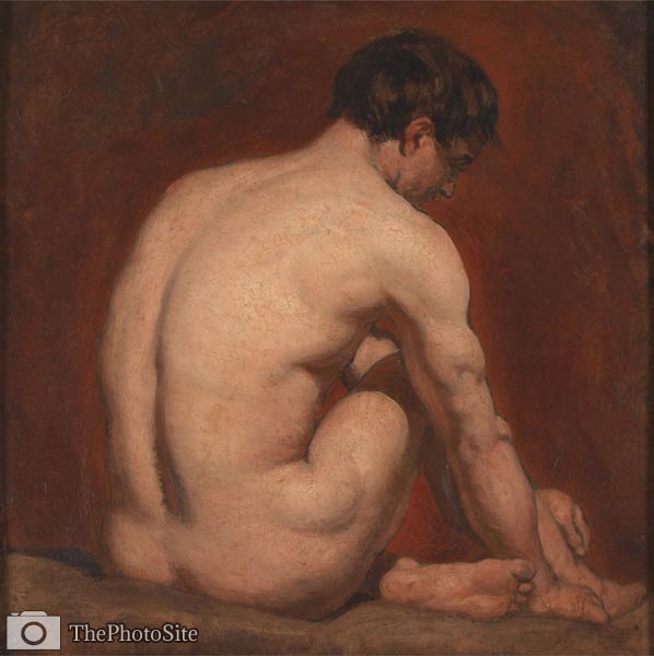 Male Nude Kneeling, from the back William Etty - Click Image to Close
