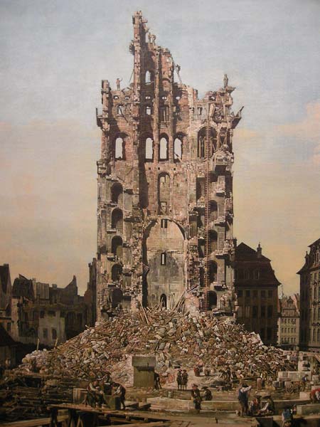 Ruins of dresden's kreuzkirche 1765, Bernadro Bellotoo - Click Image to Close