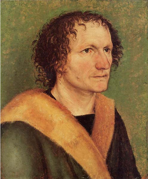 Male portrait before green base by Albrecht Durer - Click Image to Close