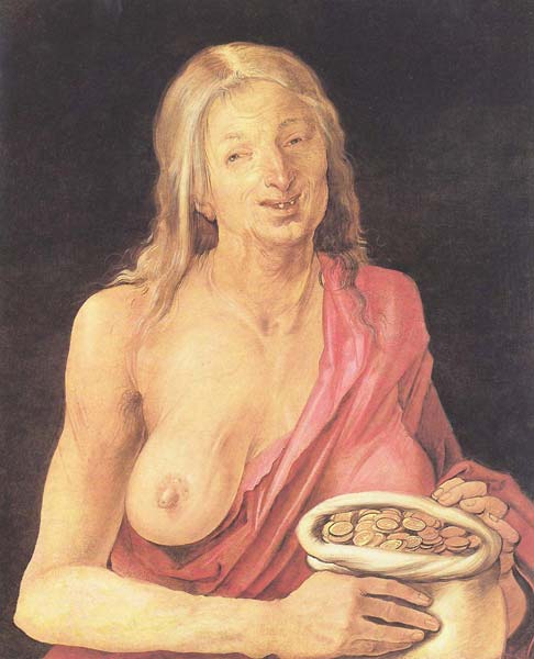 Old with purse 1507 by Albrecht Durer - Click Image to Close