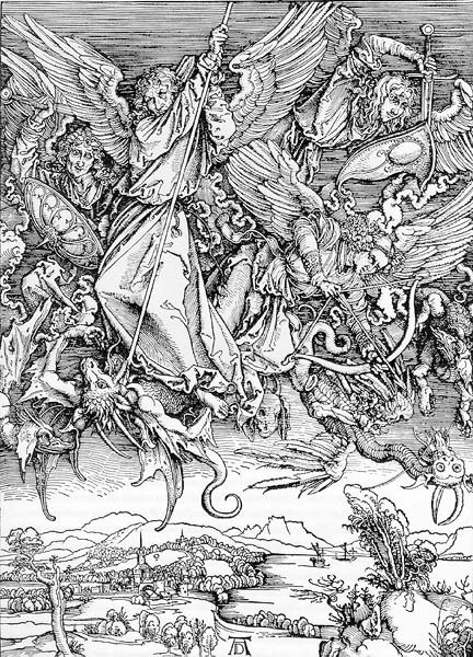 St michael fighting the dragon 1498, Albrecht Durer - Click Image to Close