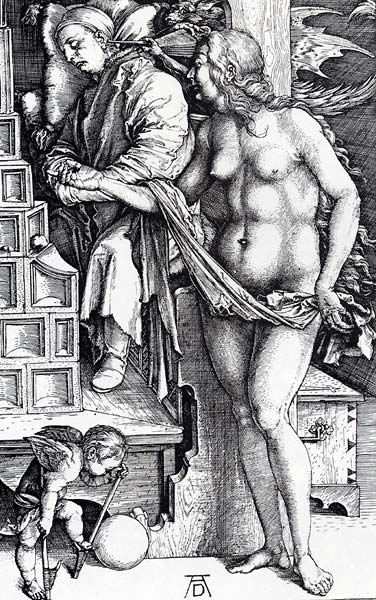 The temptation of the idler 1498, Albrecht Durer - Click Image to Close